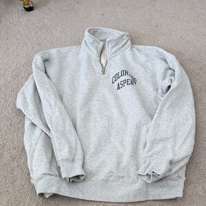 Brandy Melville Gray Colorado Aspen Zip-Up Sweater